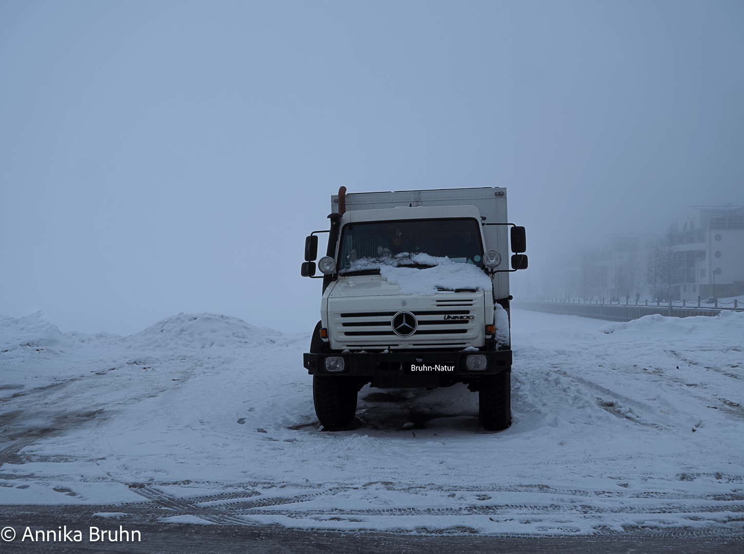 Unser Stellplatz im Lulea im Nebel